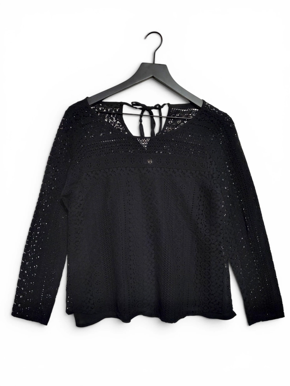 Hollister Co. Crochet Lace Black Blouse Womens Size Small